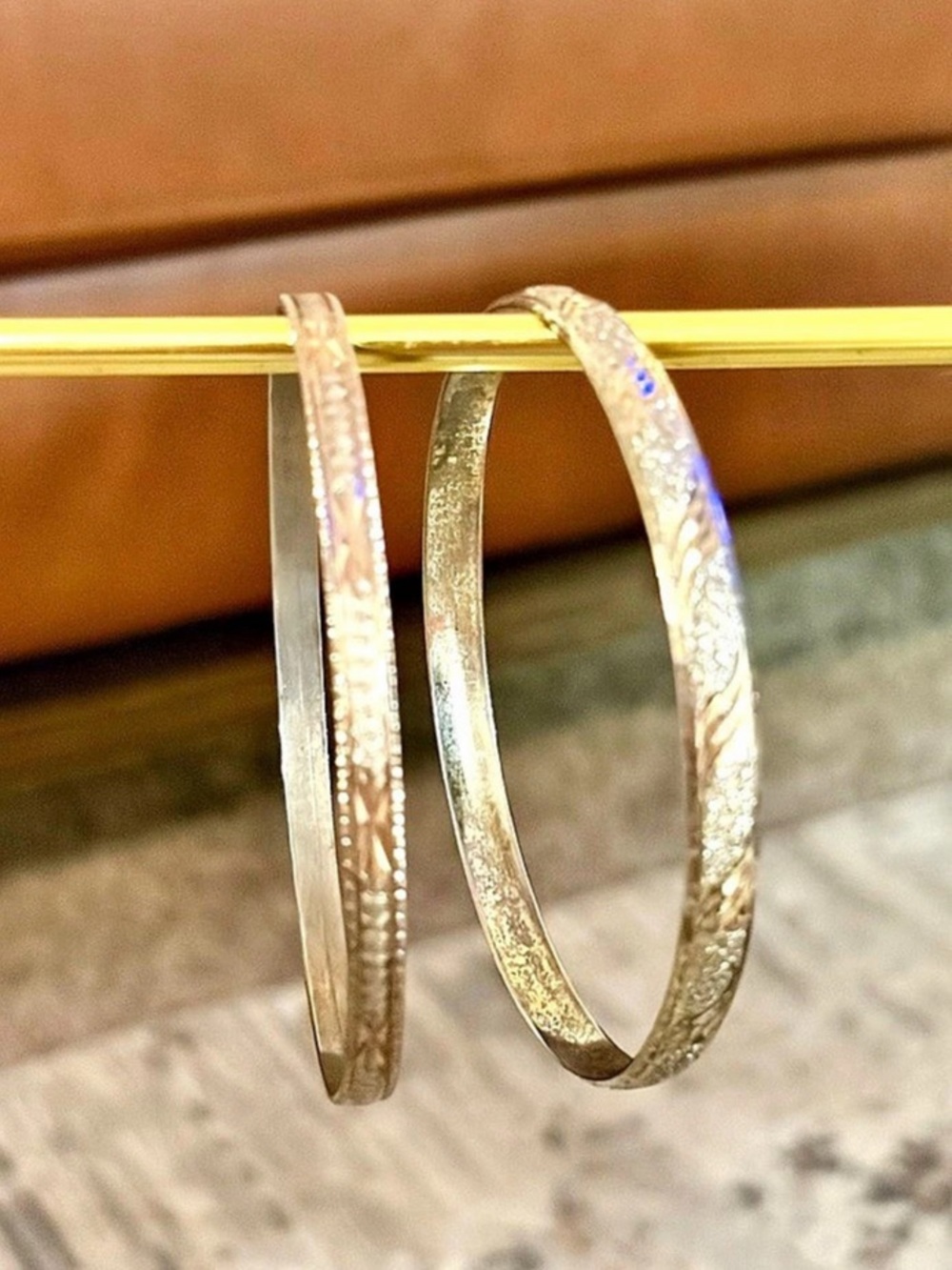 Textured Mixed-Tone Bangle Bracelets